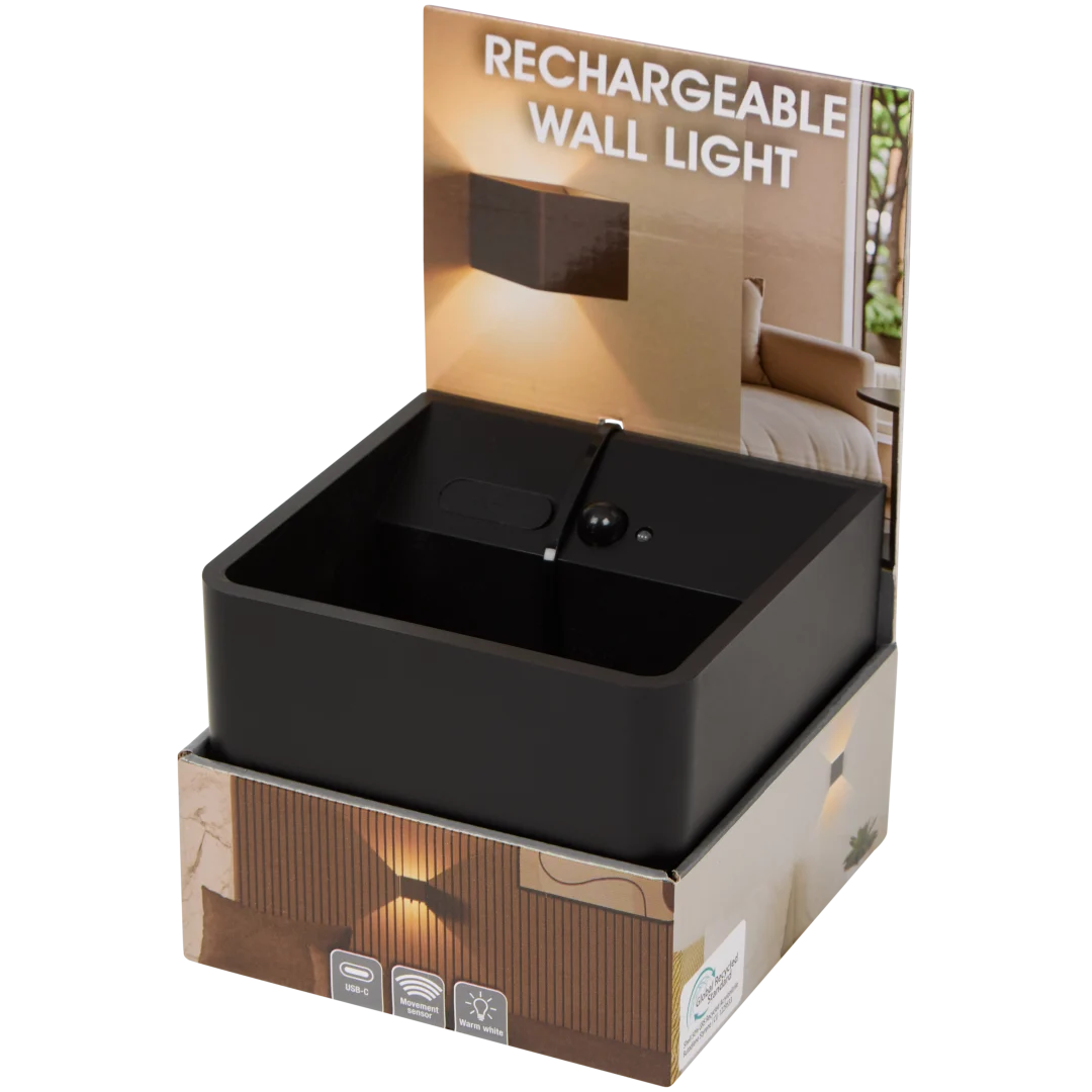 Aufladbare LED-Wandlampe, Schwarz