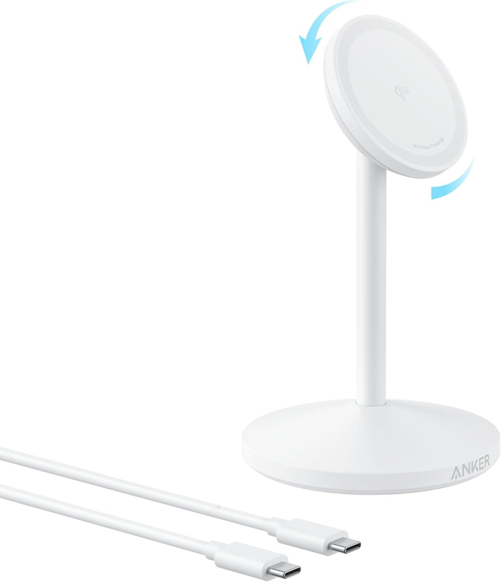 Anker MagGo kabellose Ladestation, 15W Qi2 für MagSafe, Ständer mit USB-C Kabel, Magnetisches Ladegerät für iPhone 17/16/15/14/13/12, AirPods (ohne Netzteil)