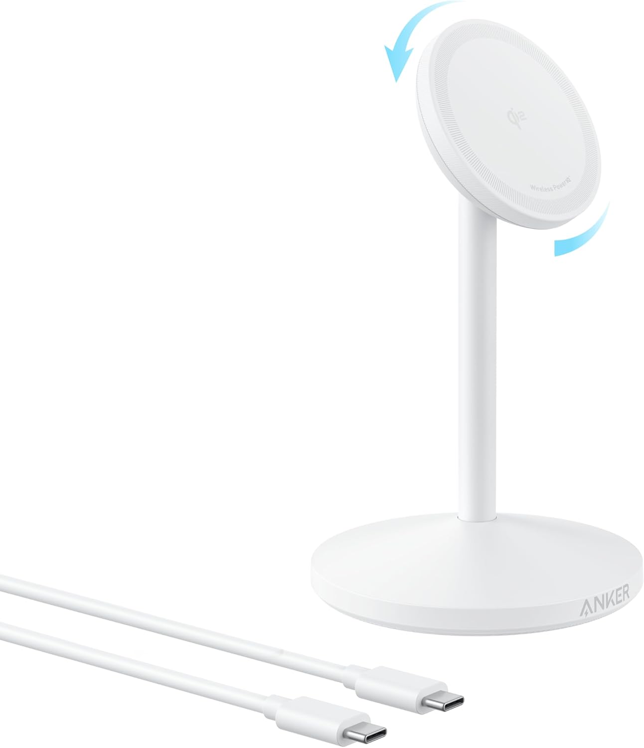 Anker MagGo kabellose Ladestation, 15W Qi2 für MagSafe, Ständer mit USB-C Kabel, Magnetisches Ladegerät für iPhone 17/16/15/14/13/12, AirPods (ohne Netzteil)