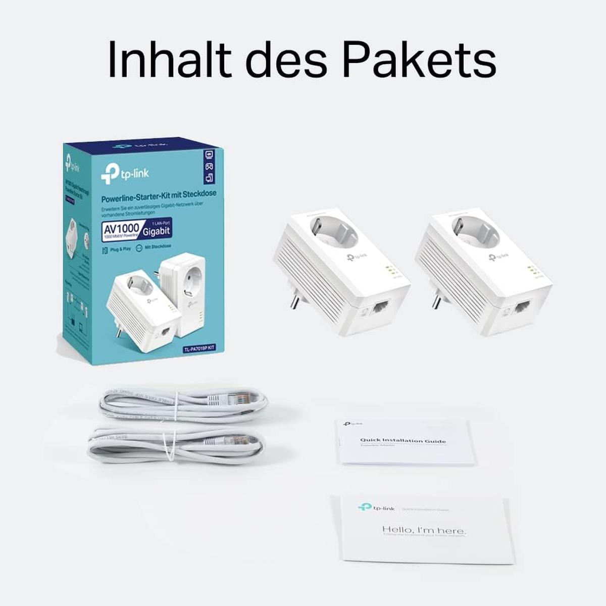 TP-Link TL-PA7019P KIT AV1000 Gigabit Powerline Adapter mit Steckdose