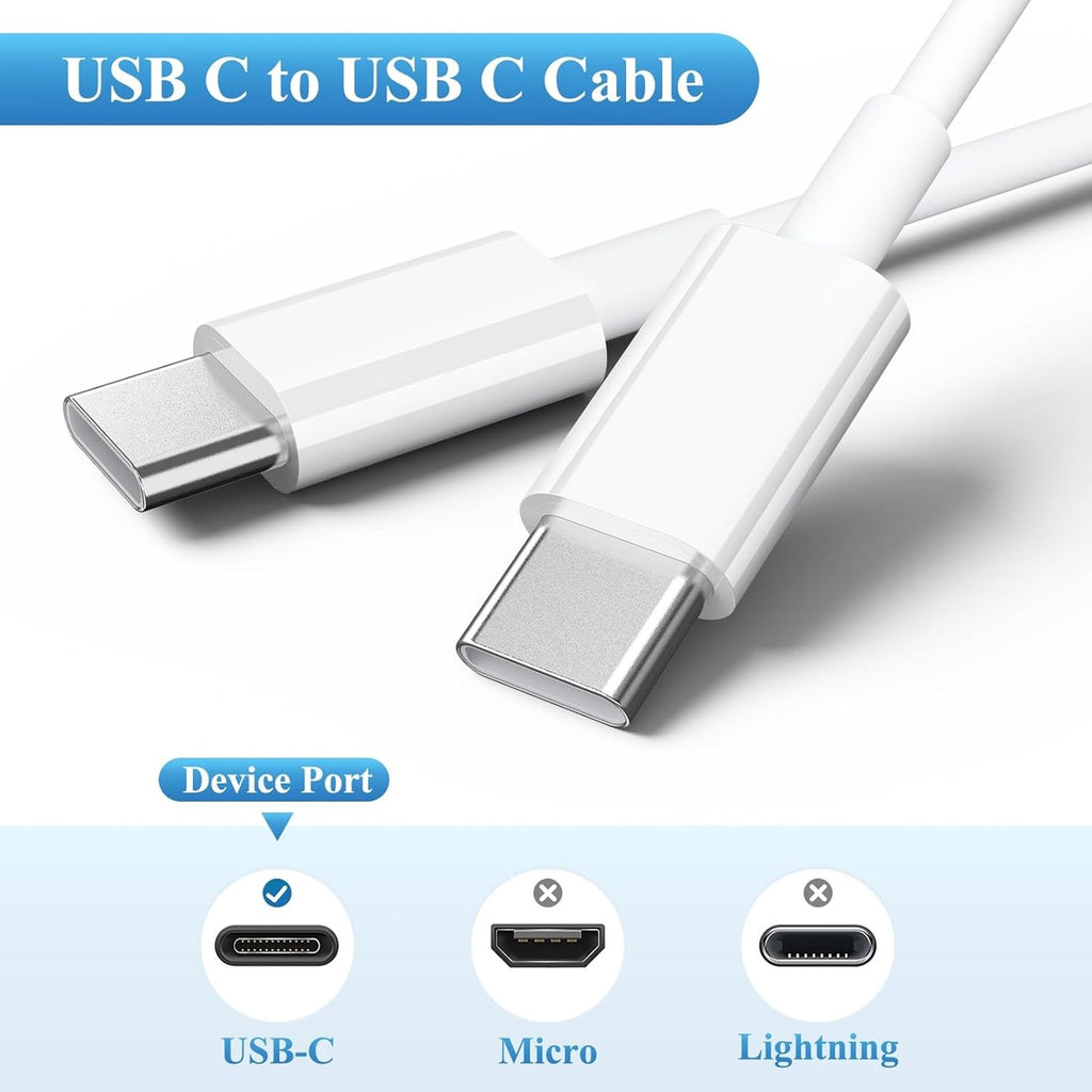USB-C auf USB-C Kabel 1m | 60W Schnellladen | Weiß