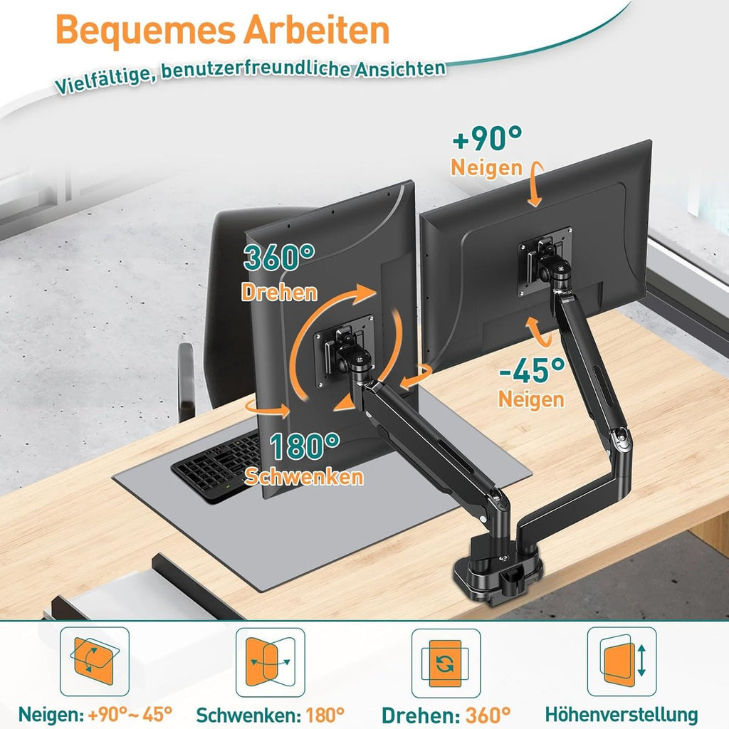 ELIVED Monitor Halterung 2 Monitore für 13-39" Bildschirme hält 2-15 kg